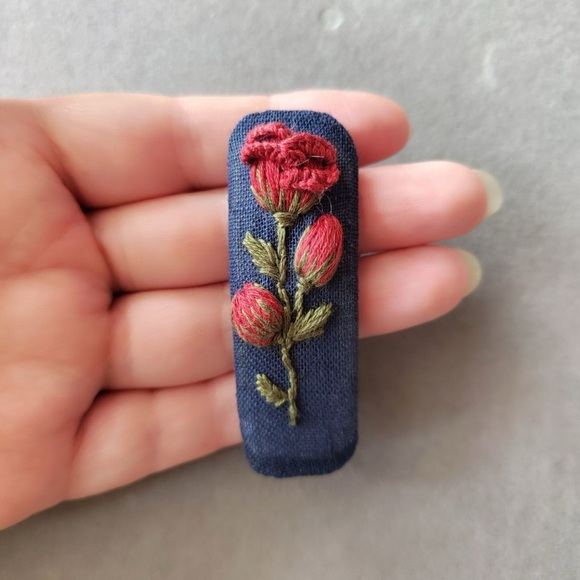 Accessories | Handmade Floral Embroidered Hair Clips Cute Hair Clips ...